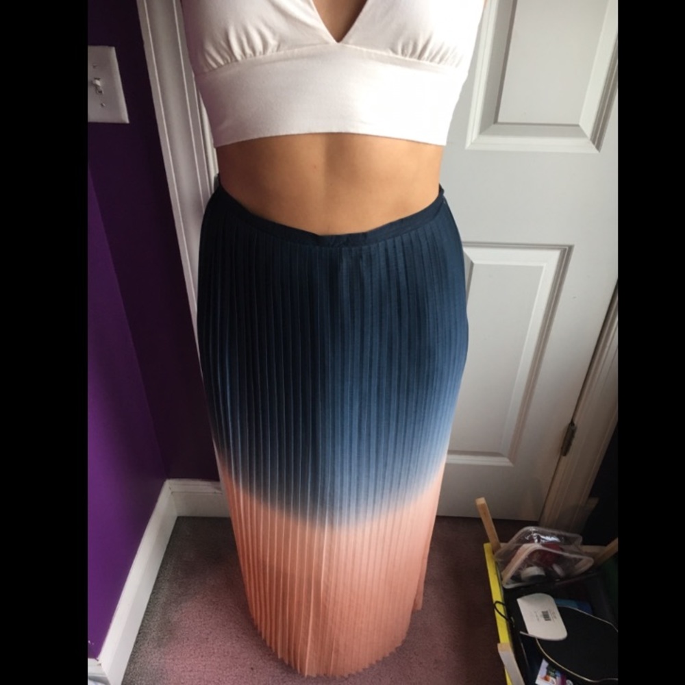 Pleaded Tricolored Maxi Skirt